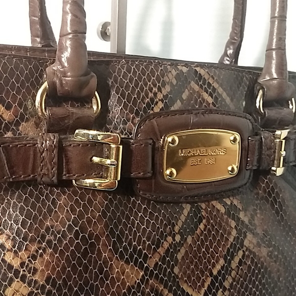 Michael Kors Python Hamilton Handbag - Picture 3 of 7